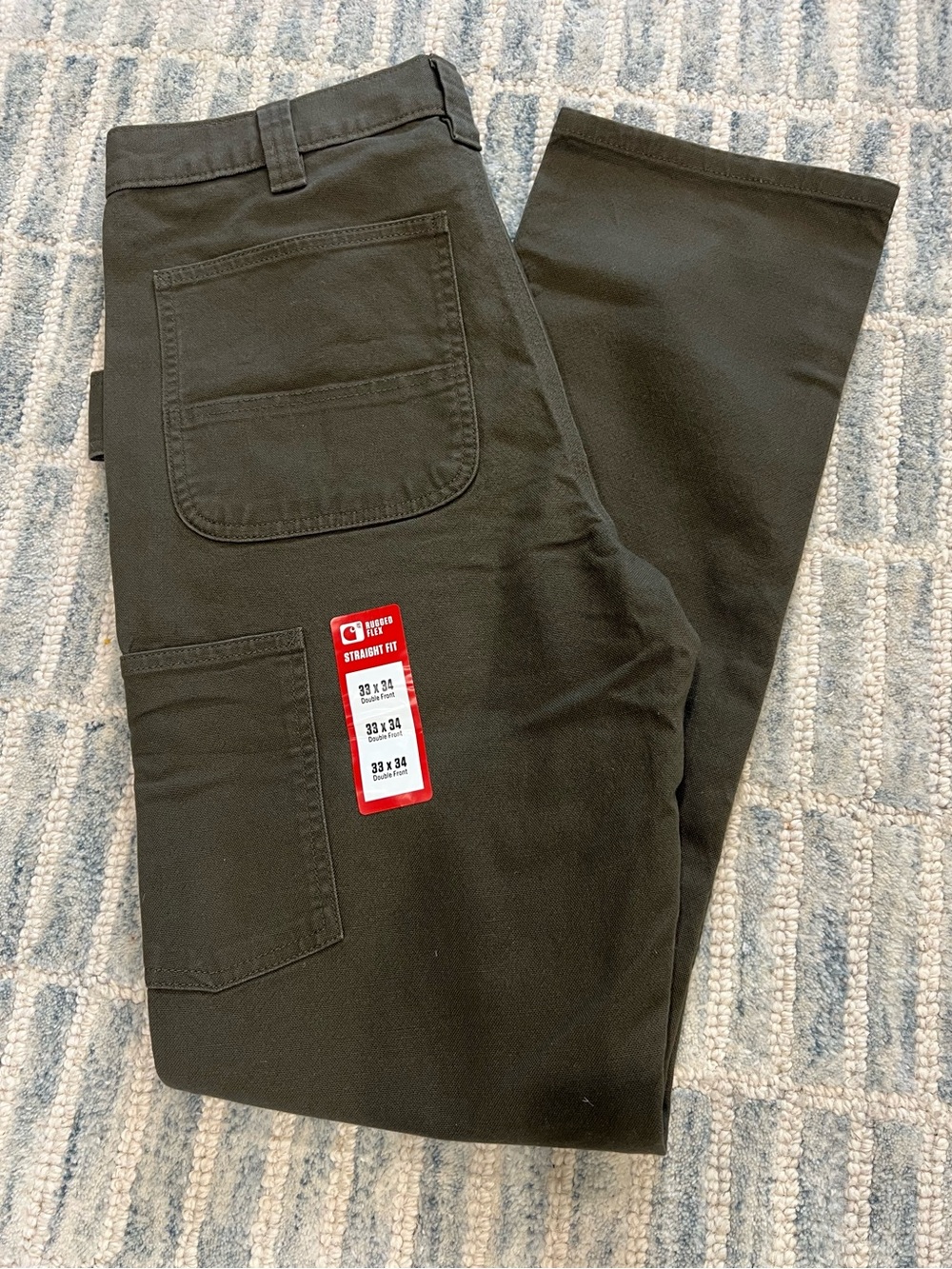Carhartt Men's 33x34 Rugged Flex Straight Fit Duck Utility Work Pant Dark Olive